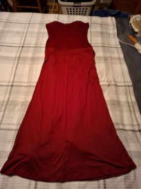 Elegant Strapless Red Evening Gown